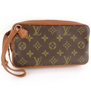 Auth Louis Vuitton Vintage Pochette Clutch Bag Purse Monogram Brown