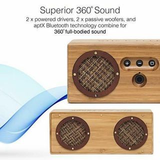 Retro Bluetooth Speaker Portable Vintage Handcrafted Wood 15H Playtime Bamboo 3