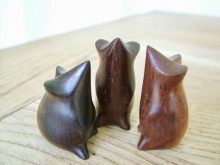 3x Vintage Hand Carved Perry Lancaster Mice Carving Wood Pjl Mouse