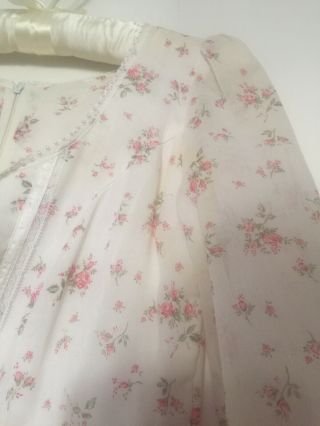 Gunne Sax Size 13 Pink Floral Maxi Long Sleeve Prairie Dress 7