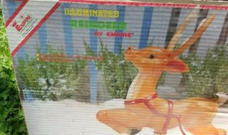 Vintage Christmas Blow Mold Reindeer Empire Illuminated Blow Mold 2