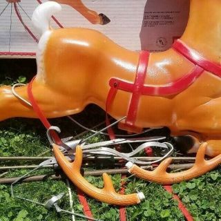 Vintage Christmas Blow Mold Reindeer Empire Illuminated Blow Mold 5