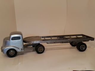 Vintage Smith Miller Truck With Fruehauf Flat Bed Trailer.