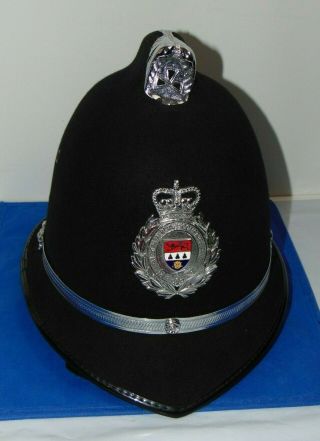 Vintage British Bobby Coxcomb (batwing) Helmet West Mercia Constabulary