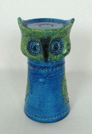 Vtg Mid Century Modern Bitossi Rosenthal Netter Art Pottery Owl Blue Green