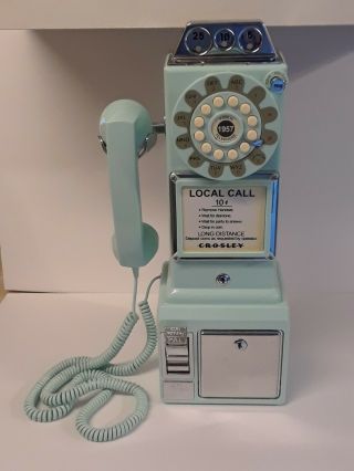 Rare Vintage [teal Color] 1957 Crosley Rotary Pay Phone Great Green/blue