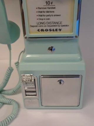 Rare Vintage [TEAL COLOR] 1957 CROSLEY Rotary Pay Phone GREAT Green/Blue 3