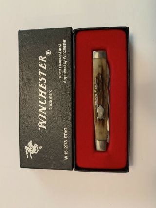 Winchester W 15 2978 Stag 1991 Vintage Folding Pocketknife - - Rare