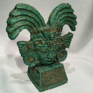 Four Crushed Malachite Figurine Statues Aztec Mayan Vintage Tribal Man Folk Art 6