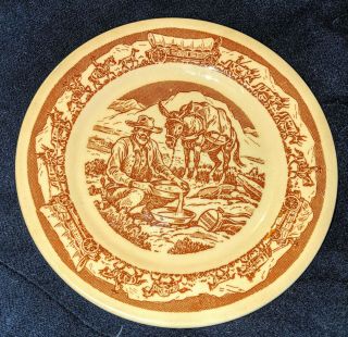 Westward Ho Vintage Pioneer Trails Pattern Round 7 " Plate Wallace China