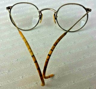 Vintage Antique 1930 ' s FUL VUE Round 12K Gold Filled Wire Frame Glasses w/ Case 4