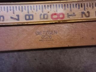 Vintage Dietzgen 6526 Wood Brass Survey Stick Measuring Grade Leveling Rod USA 5