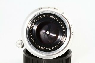 Very Rare Tokyo kogaku Topcor 5cm F 2.  8 Leica LTM39 Lens - From JP 2702 10