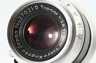 Very Rare Tokyo kogaku Topcor 5cm F 2.  8 Leica LTM39 Lens - From JP 2702 11