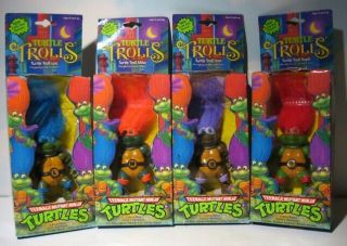 Vintage 1992 Teenage Mutant Ninja Turtles Trolls - Playmates - Set Of 4 Mib