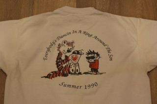 Vintage 1990 Grateful Dead Calvin and Hobbes T - Shirt Size XL White Tee Sun Love 8
