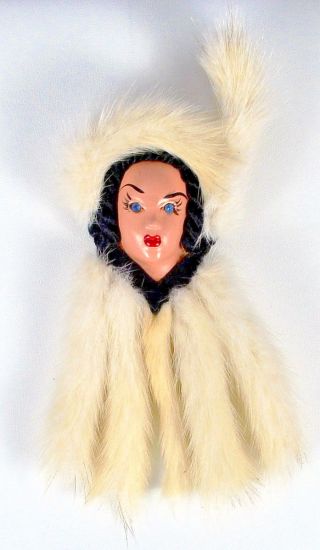 Woman Figural Brooch Pin_ermine Fur Coat_joan Crawford Inspired_30s 40s Vintage