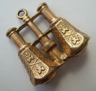 Antique Gold Filled Or Plated Binoculars Charm Fob Stanhope View Of Women