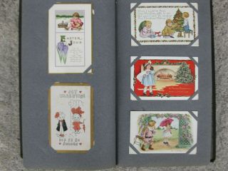 Vintage Early 1900s Post Card Album 90,  Post Cards Christmas,  Valentines,  Easter