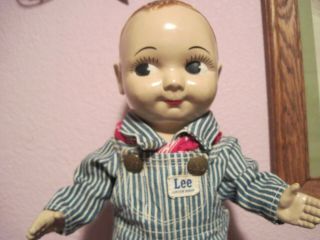 VINTAGE ADVERTISING HARD PLASTIC 1950 ' S BUDDY LEE DOLL IN ENGINEER OUTFIT`NO HAT 2