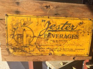 Vintage Rare Advertising Tin Sign Jester Beverages Santa Ana Soda & Bottling Ca.
