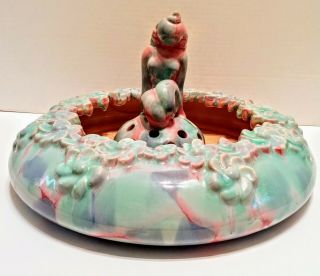 Vintage Royal Haeger Royal Hickman Daisy Bowl With Mermaid/sea Nymph Flower Frog