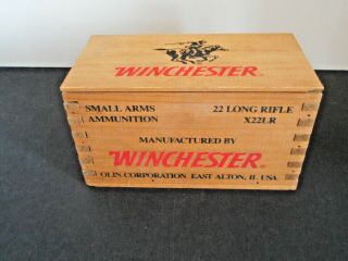 Winchester Vintage Small Arms Ammunition 22 Long Rifle X22lr Wooden Box