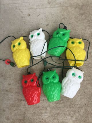 Vintage Patio Light String Owls Blow Mold Camping Rv Retro Decor Garden Lighting