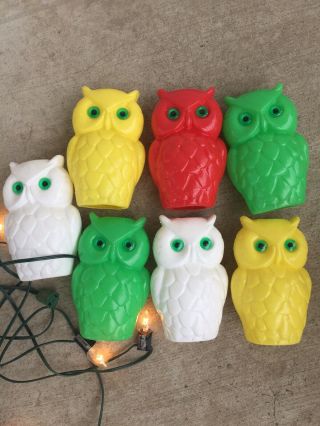 Vintage Patio Light String Owls Blow Mold Camping RV Retro Decor Garden Lighting 4