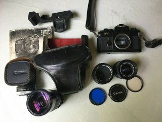 Black Canon F - 1 35mm Film Camera,  1980s Vintage W/accessories