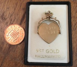 Vintage 9ct Yellow Gold “i Love You “ Spinning Charm/pendant