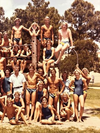 Vintage Tampa Large Color Snapshot Photo Swim Team Boys Girls 1980 3