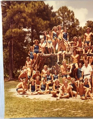 Vintage Tampa Large Color Snapshot Photo Swim Team Boys Girls 1980 4