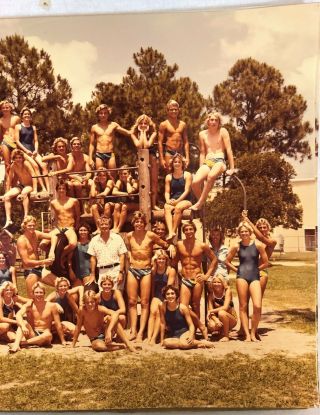 Vintage Tampa Large Color Snapshot Photo Swim Team Boys Girls 1980 5