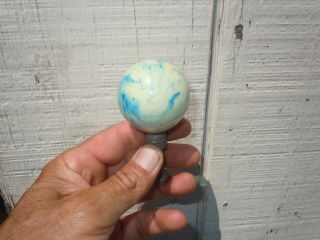 Vintage Antique Blue & White Marble Glass Swirl Gear Shift Knob,  Outstanding