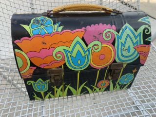 Rare Ohio Art 1960’s Dome Top Lunchbox Psychedelic Flower Power Hippie Vintage