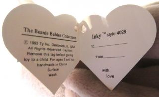Authenticated Ty Beanie Baby 2nd Gen TAN INKY 