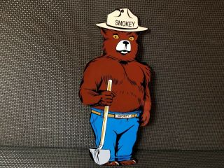 Vintage Smokey The Bear Forest Fire Prevention 12 " Baked Metal Gasoline Oil Sign