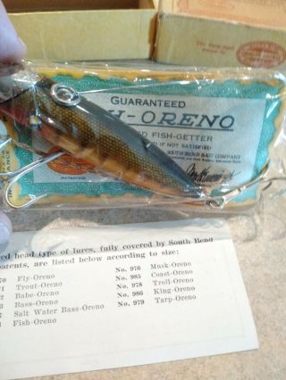 Vintage South Bend Fish - Oreno Lure No.  953 W Box Pristine Pack 7