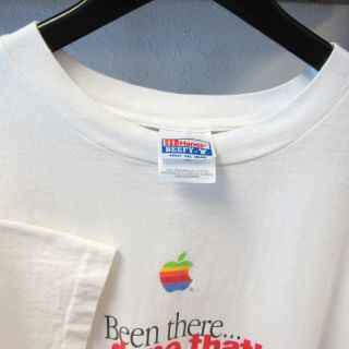 VTG 90s Apple Computers Rainbow logo 2 sided Promo T - Shirt og Macintosh Mac usa 5