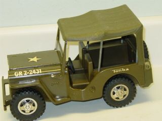 Vintage Tonka Army Jeep,  Pressed Steel Toy Vehicle,  With Top