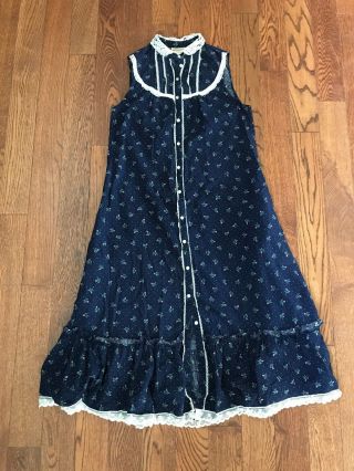 Vintage Gunne Sax By Jessica Sleeveless Prairie Boho Dress