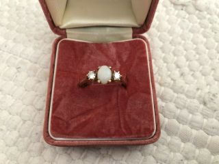 Diamond & Opal 9 Carat Gold Ring,  Size O.  Pre Owned,  Rarely Worn