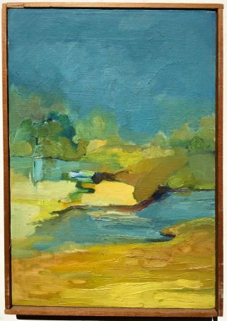 Vintage 1960s Abstract Impressionism Landscape Painting Mystery Artist