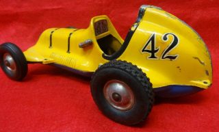 Vintage 1950 ' s Roy Cox Yellow Thimble Drome Champion 42 Tether Car 7