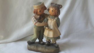 Vintage 1976 Anri Italy Raggedy Ann & Andy Bobbs - Merrill Co Wood Carved Figurine