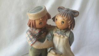 Vintage 1976 ANRI ITALY Raggedy Ann & Andy Bobbs - Merrill Co wood carved figurine 2