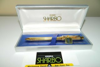 Vintage Zebra Sharbo 18K GP,  Ball Point Pen Mechanical Pencil Combo,  NOS 2