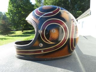 Vintage Monarch Bell? Full Face Swirl Graphics Snowmobile Helmet 70 
