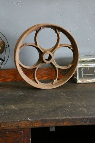 Vintage Railroad Cart Cast Iron Wheel Industrial Coffee Table Hit Miss Engine 2